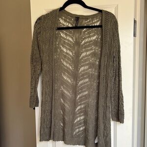 Maurices Olive Open-Knit Cardigan